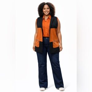 Lavish Orange Two Piece Shirt With Vest